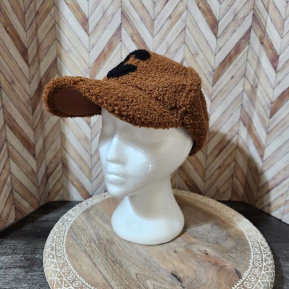 Anthro-Do Everything In Love Brown Letter C Teddy Sherpa Baseball Cap Women OS - Picture 2 of 7